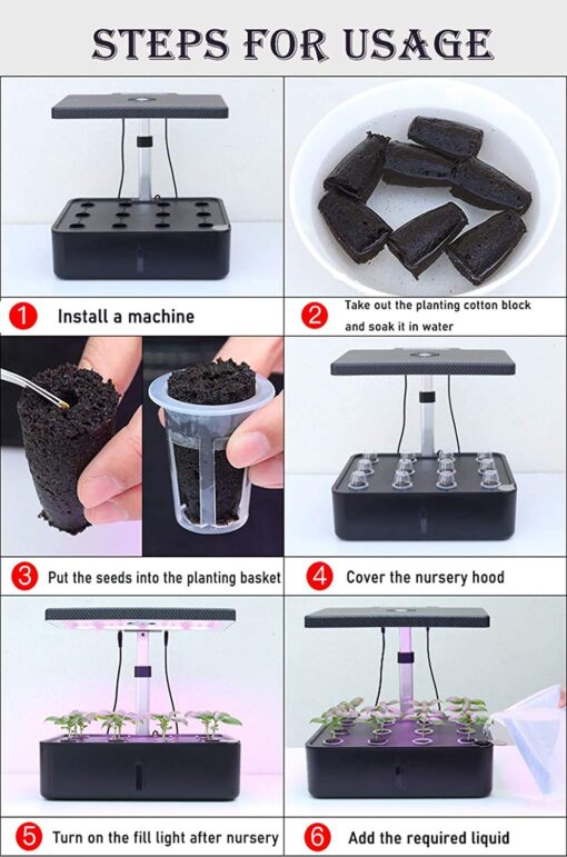 12 Pots Hydroponics Growing System, Indoor Herb Garden Starter Kit, Soilless Cultivation Plant Germination Kits, Grow Light for Home Gardening Vegetables - Image 2