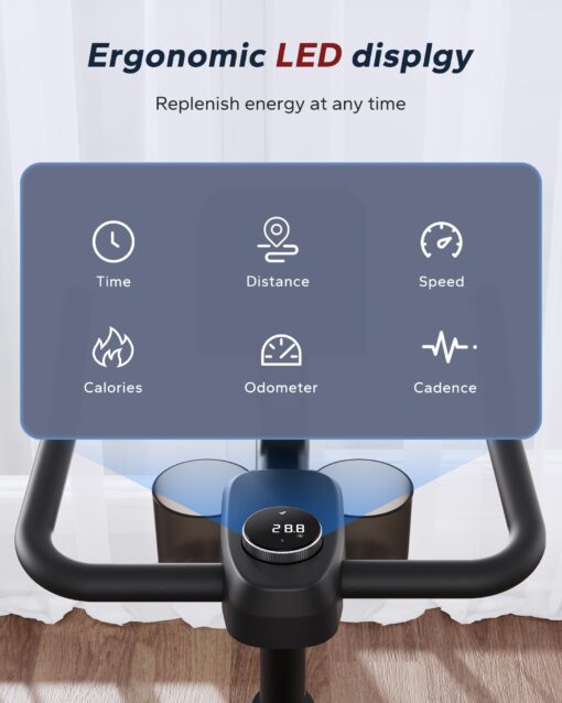 MERACH Exercise Bike, Brake Pad/Magnetic Stationary Bike with Exclusive App, Low Noise Indoor Cycling Bike with 270LBS Weight Capacity, Dumbbell Rack and Fitness Courses for Weight Loss - Image 7