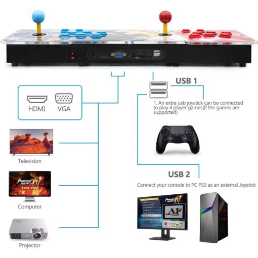 Best brose 30000 Classic Arcade Game Machine 2 Players Pandoras Box 11 1280x720 Full HD Video Game Console with Arcade Joystick Support HDMI VGA Output - Image 6