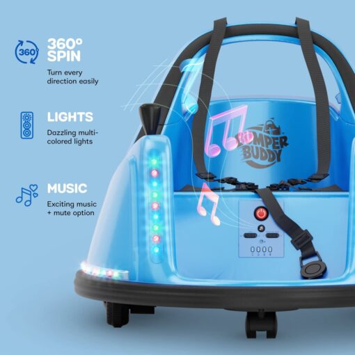 Bumper Buddy Ride On Electric Car for Kids & Toddlers, 12V 2-Speed, Ages 1 2 3 4 5 Year Old Boys - Remote Control, Baby Boy Riding Bumping Toy Gifts Cars, Toys Gift Toddler 12-18 Months Age Kid - Image 8