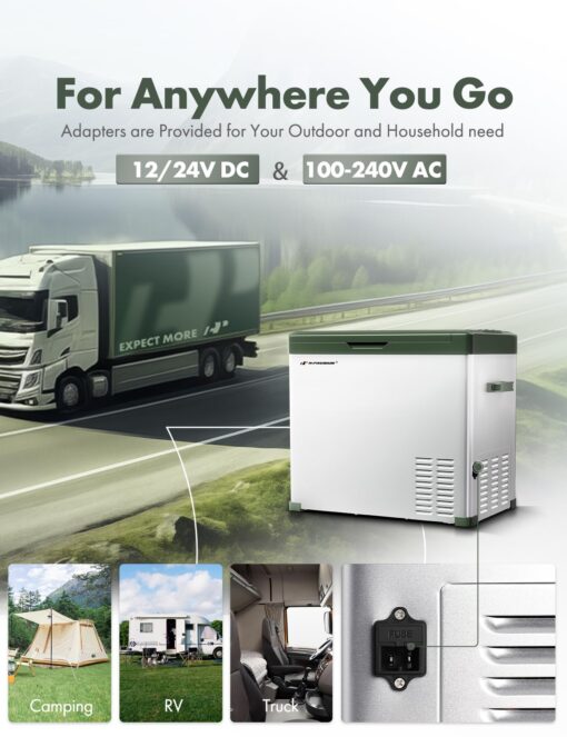 A-Premium 47QT/44.7L Portable Car Fridge Refrigerator Cooler (w/ ABS777 Cover), -4°F~68°F Fast Cooling with 12/24V DC & 110-240V AC for Roadtrip, Camping, Travel, RV, Outdoor, Fast Cooling & Two Modes - Image 8