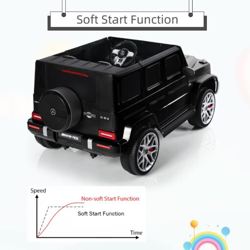 INFANS Licensed Mercedes Benz G63 Kids Ride On Car, 12V Electric Vehicle with Remote Control, Double Open Doors, Music, Bluetooth, Wheels Suspension, Battery Powered for Children Boy Girl (Black) - Image 3