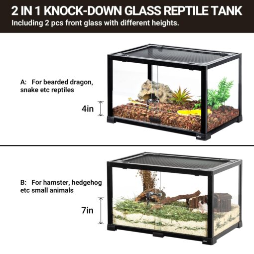 OiiBO Reptile Tank Terrarium 24" x 16" x 16", 2 in 1 Reptile Habitat Terrarium with Front Sliding Doors Screen Ventilation for Lizard Gecko Tortoise - Image 8