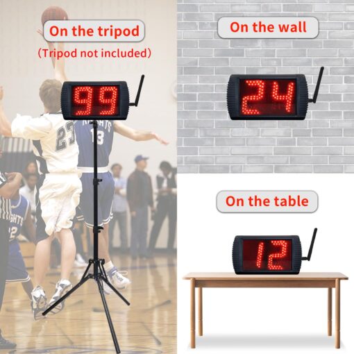 YZ 5 INCH LED Custom Time 12/14/20/24/34 Seconds Shot Clock Countdown Timer Clock for Basketball Game, Portable Shot Clock Timer for Basketball Court, Remote Control Shot Clock Basketball with Buzzer - Image 3