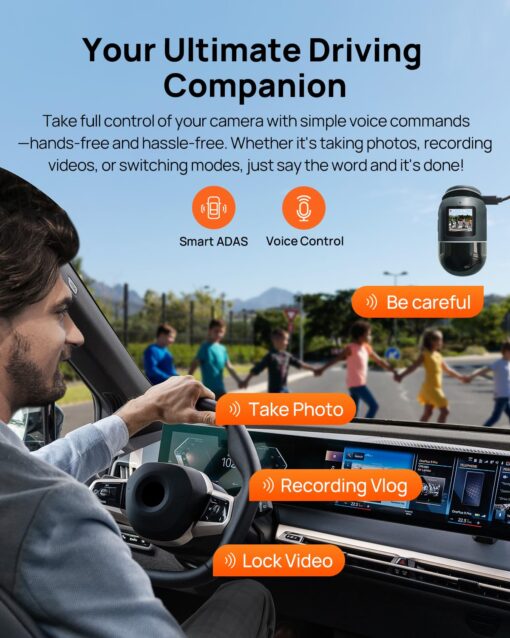 70mai Dual Dash Cam Front and Rear 4K, Car Camera for Cars with Sony IMX678, STARVIS 2 Night Vision, 4G LTE, AI Motion Detection, ADAS, 5GHz Wi-Fi 6, Parking Monitor, Voice Control (4K Omni X800) - Image 3