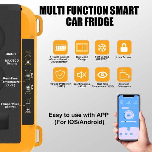 12v Car Refrigerator, Electric Cooler 28 Quart, Portable Fridge with Wheels, Freezer Compressor Cooler -4℉~68℉ 12/24V DC 100~240V AC Support App Control for Truck, Camping, Road Trips, Travel, RV - Image 5