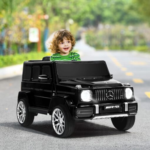 INFANS Licensed Mercedes Benz G63 Kids Ride On Car, 12V Electric Vehicle with Remote Control, Double Open Doors, Music, Bluetooth, Wheels Suspension, Battery Powered for Children Boy Girl (Black) - Image 9