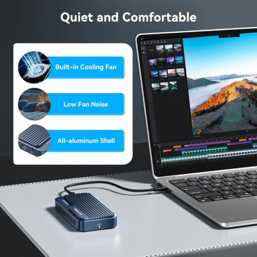 ACASIS 80Gbps M.2 NVMe SSD Enclosure, with Cooling Fan, Compatible with Thunderbolt5/USB4 V2.0, Back Compatible with Thunderbolt4/3/USB4 V1.0, USB3.2/3.1/3.0, Support SSD B+M M-Key (TB501 Pro) - Image 4