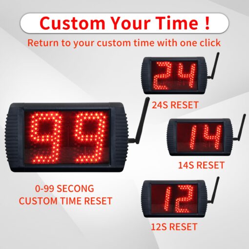 YZ 5 INCH LED Custom Time 12/14/20/24/34 Seconds Shot Clock Countdown Timer Clock for Basketball Game, Portable Shot Clock Timer for Basketball Court, Remote Control Shot Clock Basketball with Buzzer - Image 5