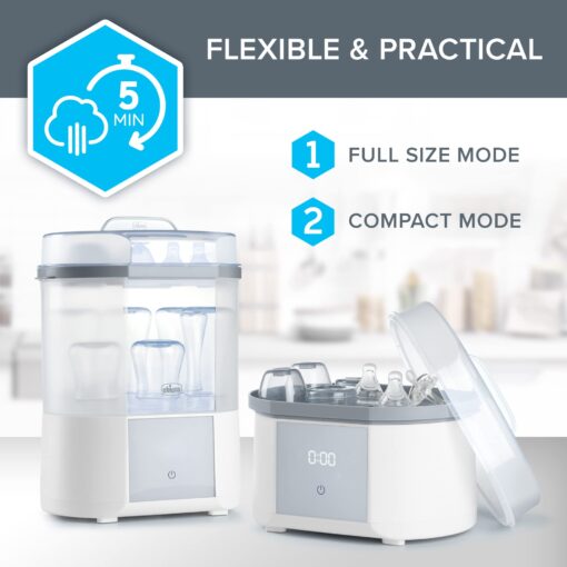 Chicco Advanced Electric Steam Sterilizer & Dryer for Baby Bottles, Feeding Accessories and More | Eliminates 99.9% of Germs | 4 Programming Options | 2 Configurations | Automatic Shut-Off - Image 8