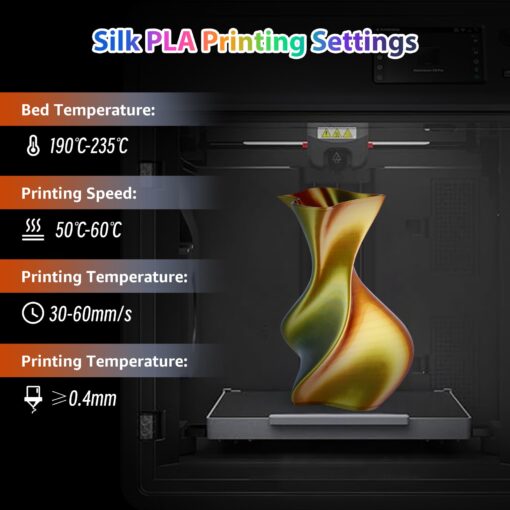 3Dgenius 3D Printer Filament Bundle Silk PLA Filament 1.75mm Pack 3D Printing Filament Pack Silk PLA 3D Printer Filament Fit Most FDM Printers, 1KG X 8 Spools, Totally 8KG - Image 4