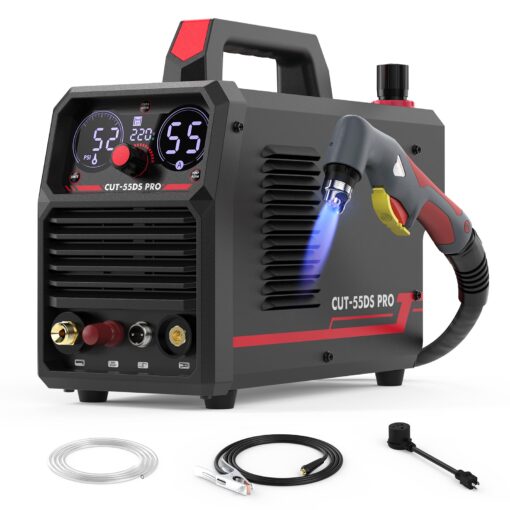 YESWELDER 55 Amp Plasma Cutter Non-High Frequency, Large LED Digital Display Non-Touch Pilot Arc, Digital DC Inverter 110/220V Dual Voltage Plasma Cutting Machine CUT-55DS PRO NEW