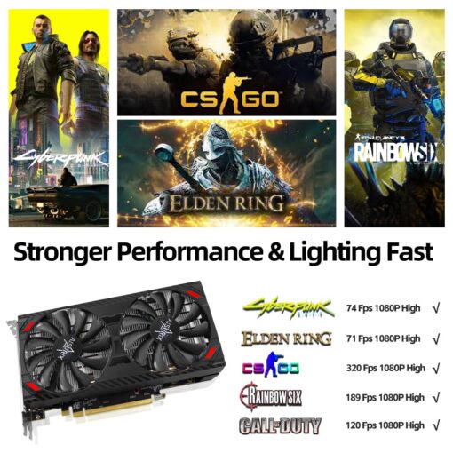 AISURIX RX 5500 8gb GDDR6 Graphics Card,128 Bit, 3XDP, HDMI, PCI Express 4.0X8, 8pin with Fan Intelligent System,Gaming PC Computer Video Cards with 3X DisplayPort +1X HDMI (5500 Style 2) - Image 4