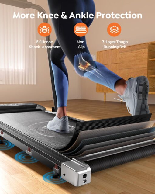 Acezoe Walking Pad Under Desk Treadmill with Incline, 2 in 1 Foldable Treadmills for Home Small Office, 300 lbs Capacity, Portable Compact Walking Treadmill with Remote Control, LED Display and Apps - Image 3