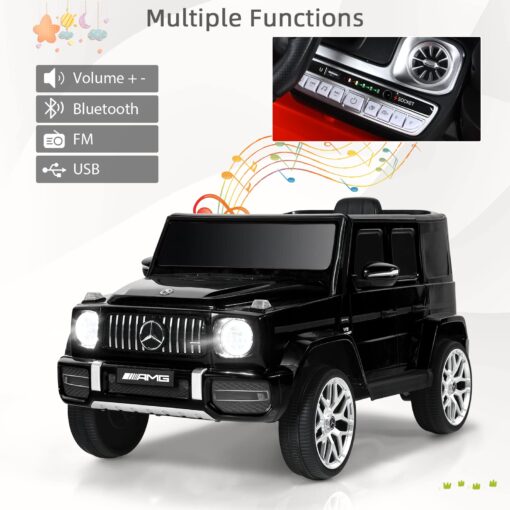 INFANS Licensed Mercedes Benz G63 Kids Ride On Car, 12V Electric Vehicle with Remote Control, Double Open Doors, Music, Bluetooth, Wheels Suspension, Battery Powered for Children Boy Girl (Black) - Image 6