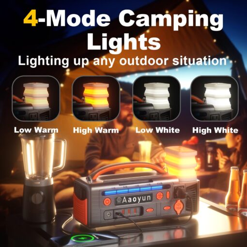 Aaoyun Portable Power Station 300W, 296Wh Solar Generator with 100W USB-C In/Output, Night Light & LED Flashlight, Compact Camping Battery with Strap for Outdoor CPAP Home Backup Emergency - Image 6