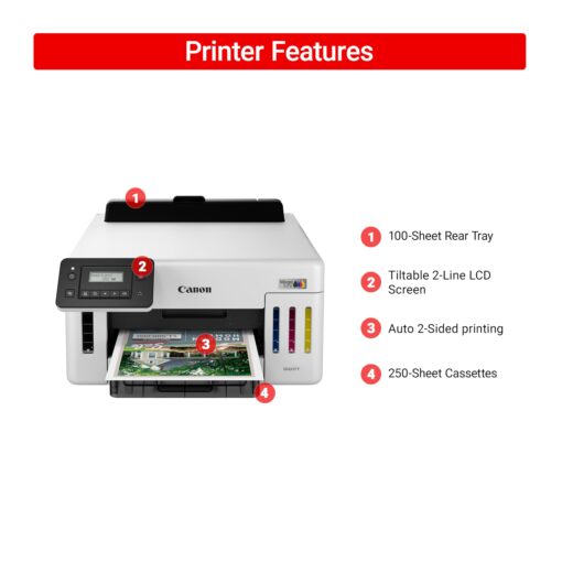 Canon MegaTank GX5120 Wireless Single Function Printer, Print Only for Small Office with Auto 2-Sided Printing, White - Image 6