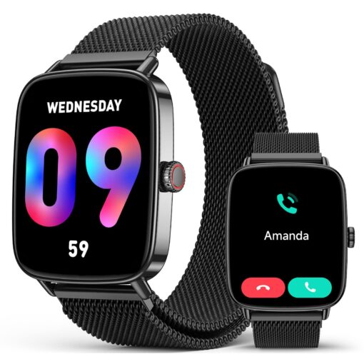 2025 Smart Watches for Men, 1.85" AI Voice Smartwatch, 24/7 Heart Rate Monitor, Stress/SpO2/Sleep Tracker, IP68 Waterproof, Weather, 100+ Sports Fitness Tracker for Android iOS Black Metal