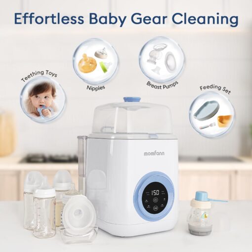 MOMFANN 4 in 1 Baby Bottle Washer with 2 Wash Time, Baby Bottle Sterilizer and Dryer, Save time & Effort, Easy to Use, Blue - Image 6