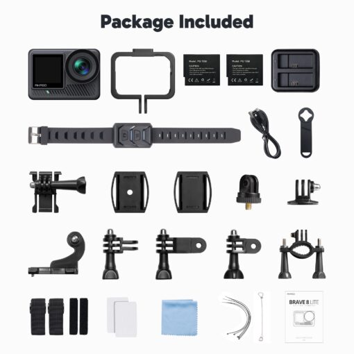 AKASO Brave 8 Lite Waterproof Action Camera with 4K60 Ultra HD Video, 20MP Photos, HDR, Touch Screen, SuperSmooth Stabilization, 8X Slow Motion, Zoom, Super Wide Angle, Remote Control and Accessories - Image 2
