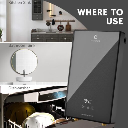 Airthereal Electric Tankless Water Heater, 9kW, 240Volts - Endless On-Demand Hot Water - Self Modulates to Save Energy Use - Small Enough to Install Anywhere - for Sink and Faucet, Evening Tide series - Image 5