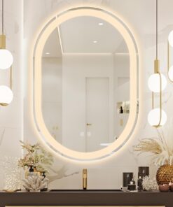 38"x26" Oval LED Bathroom Mirror, Frameless Backlit Mirror with Light Anti-Fog 3 Color Dimmable with Memory Function IP65 Waterproof 5mm HD Glass, Lighted Backlit Mirror Smart for Makeup