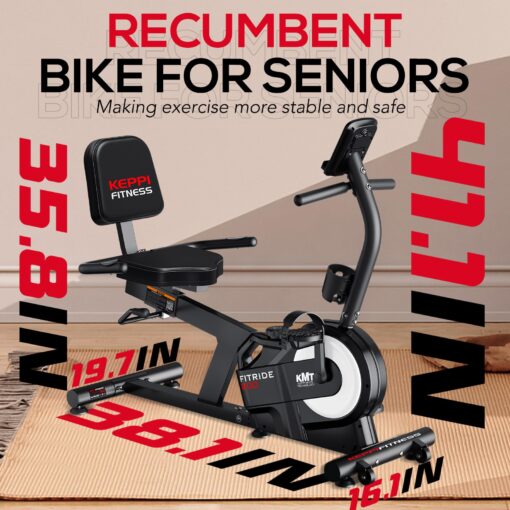 KeppiFitness Recumbent Exercise Bike, Recumbent Bike for Adults with Magnetic Resistance, Exercise Bike for Home 380LB Capacity, Cardio Stationary Bikes for Seniors with Pulse Sensor - Image 3