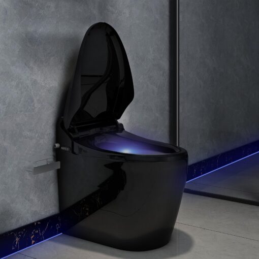 YOURLITE Bidet Toilet Seat, Elongated Toilet Seat Warm Water, Heated Seat Bidet with Remote Control,Self-cleaning Nozzle Temperature Adjustable LED Light, Need Electricity, Black - Image 2