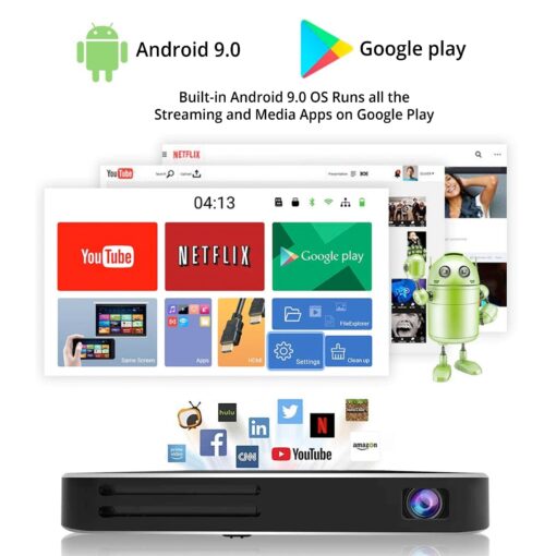 AKASO WT50 Mini Projector with WiFi and Bluetooth, 1080P DLP Portable Movie Projector Home and Outdoor, Built-in Battery & Android System, Cookie Projector for iPhone and Phone - Image 6