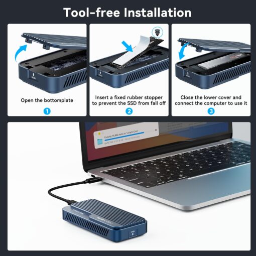 ACASIS 80Gbps M.2 NVMe SSD Enclosure, with Cooling Fan, Compatible with Thunderbolt5/USB4 V2.0, Back Compatible with Thunderbolt4/3/USB4 V1.0, USB3.2/3.1/3.0, Support SSD B+M M-Key (TB501 Pro) - Image 3