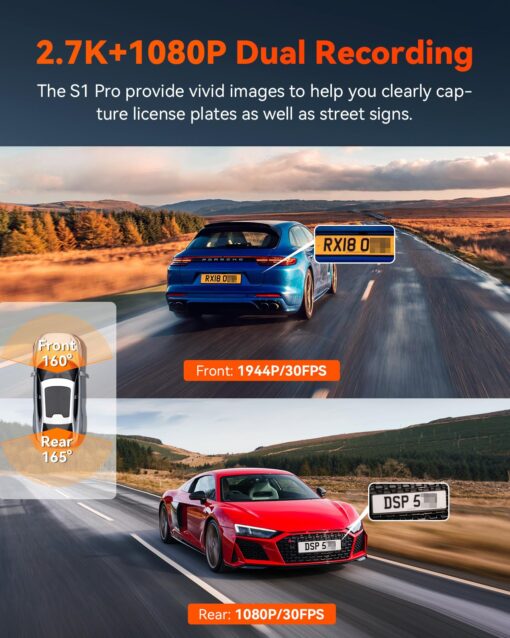 【Bundle: Vantrue S1 PRO Dual Dash Cam + Vantrue Hardwire Kit】 Vantrue S1 Pro 2.7K Front and Rear 5G Wi-Fi Dash Cam, 1944P Dual Hidden Dash Camera for Cars, STARVIS 2, Voice Control - Image 9