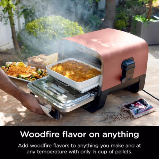 Ninja Woodfire Outdoor Pizza Oven, 8-in-1 Portable Electric Roaster Oven, Heats up to 700°F, 5 Artisan Pizza Settings, Integrated BBQ Smoker Box, Includes Flavored Wood Pellets, Grey (Renewed) - Image 5