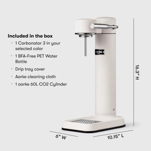 aarke Carbonator lll with CO2 Cylinder, Sparkling & Carbonation Water Machine, Stainless Steel with PET BPA-Free Reusable Bottle Volume 800 mL (Matte White) - Image 5