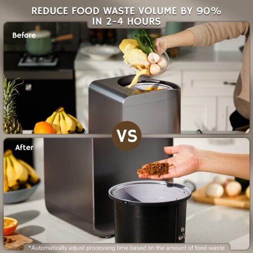 Airthereal Revive Electric Kitchen Composter, SHARKSDEN Tri-Blade, Turn Food Waste and Scraps into Dry Compost Fertilizer for Plants, R500 Gray - Image 9