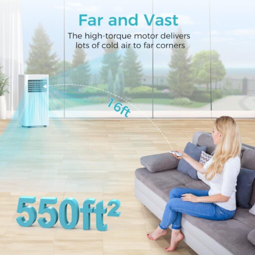 ZAFRO 10,000 BTU Portable Air Conditioners with Remote, 4 Modes Dehumidifier/Fan/Sleep Modes/Built-in Cool, Cools Room up to 450 sq.ft,24H Timer, Windows Kit Included&ac Hose for Bedroom/Indoor Rooms - Image 7