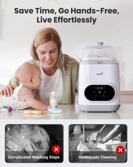 Grownsy EaseClean Bottle Washer Pro | All-in-One Bottle Washer and Sterilizer and Dryer | Baby Bottle Washer for Bottles, Pump Parts & Baby Essentials | Replaces Hand Washing - Image 8