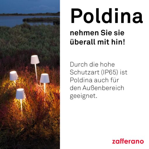 Zafferano, Poldina Pro Rechargeable and Wireless Table Lamp with Touch Control, Can Also Be Used as Outdoor Light, Dimmer 2200-3000K, Height 38cm, Corten Colour - Image 6