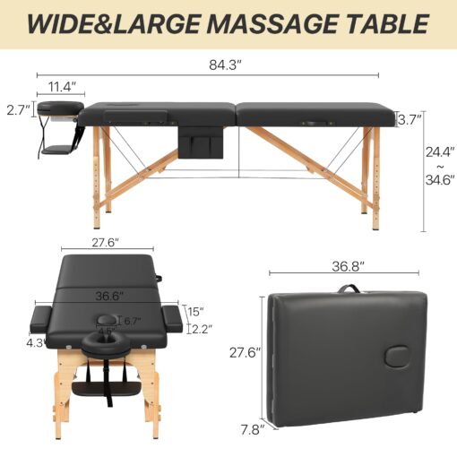 KCC Memory Foam Massage Table Premium Portable Foldable Massage Bed Height Adjustable, 84 Inches Long 28 Inchs Wide Home Salon Spa Bed Tattoo Table with Accessories &Carrying Case, Easy Set Up - Image 7