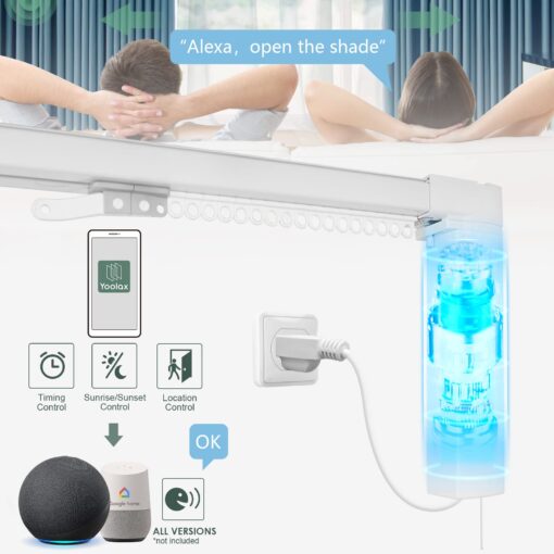 Yoolax Motorized Curtain Rod Compatible with Alexa Hardwired Smart Electric Drape Track System with Remote (88-157" W) - Image 6