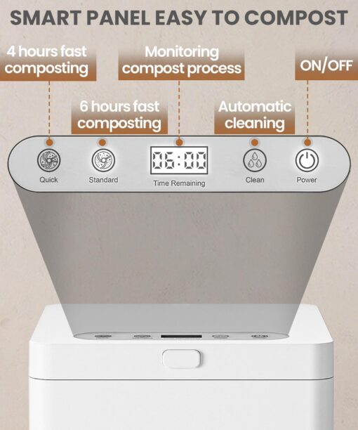 3L Electric Composter for Kitchen, Smart Compost Bin for Countertop, Odorless/Auto-Clean/LED Display, Turn Food Waste into Fertilizer in 4/6 hrs - Image 6