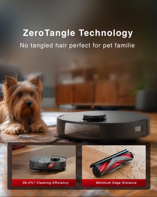 Yeedi C12 PRO Plus Robot Vacuum and Mop, 8000Pa Strong Suction, Vibrating Mopping, 7-Week Dust Storage, Bagless Dust Container, ZeroTangle Brush, Black - Image 4