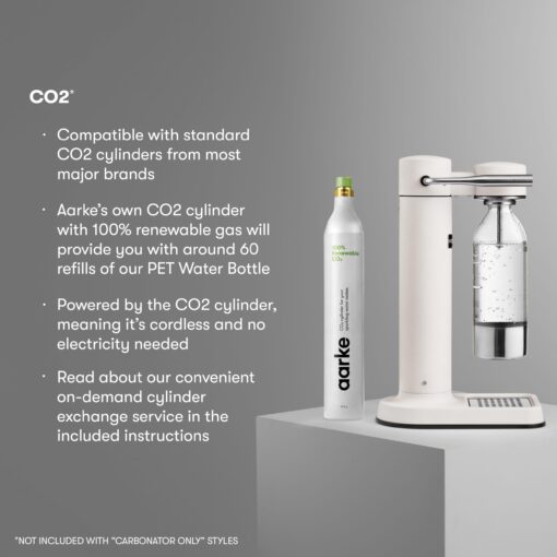 aarke Carbonator lll with CO2 Cylinder, Sparkling & Carbonation Water Machine, Stainless Steel with PET BPA-Free Reusable Bottle Volume 800 mL (Matte White) - Image 6