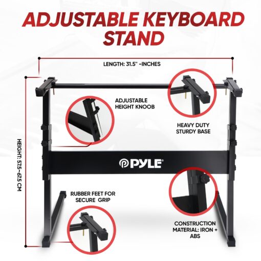 PYLE 61 Key Electric Keyboard Piano, Music Keyboard, LCD Display, Portable Design, Karaoke Function, Includes Headphones, Stand, Stool, Book Rack, Perfect for Beginners - Image 8
