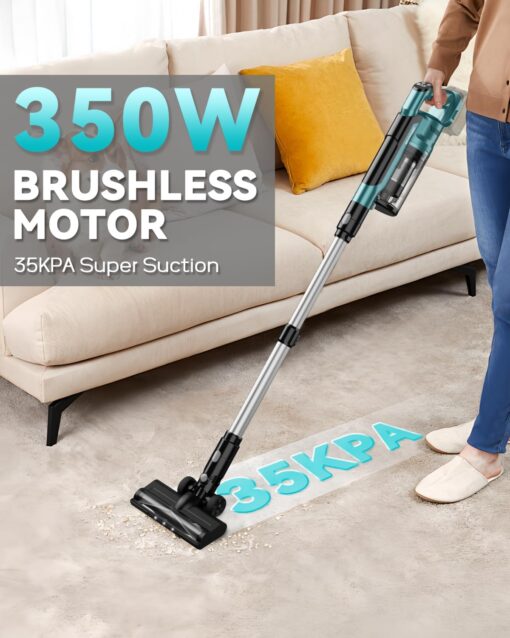 350W Cordless Vacuum Cleaner for Makita 18V Battery, 35kPa Brushless Lightweight Stick Vacuum with 3 Mode Suction, 6 in 1 Stick Vacuum Cleaner with HEPA for Floor, Carpet, Car (Battery Not Included) - Image 9