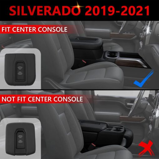 Xipoo Wireless Charger Compatible with Chevy Silverado GMC Sierra Wireless Charger Tray Center Console Wireless Charging Pad 15W Fast Wireless Phone Charger (Fit Full Console, 2019-2021) - Image 6