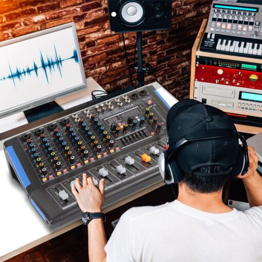 Pyle 8-Channel Bluetooth Studio Audio Mixer- DJ Sound Controller Interface w/ USB Drive for PC Recording Input, XLR Microphone Jack, 48V Power, RCA Input/Output for Professional & Beginners- PMXU88BT - Image 2