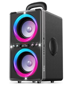 YIER Bluetooth Party Speaker, 200W Peak Portable Loud Stereo with Subwoofer, Wireless TWS Pairing Deep Bass Led Light Show with Fast Charging for Outdoor Home Party Camping