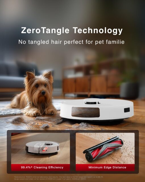 Yeedi C12 Plus Robot Vacuum and Mop, 8000Pa Strong Suction, 7-Week Dust Storage, Bagless Dust Bin, PureCyclone Tech, ZeroTangle Brush, White - Image 5