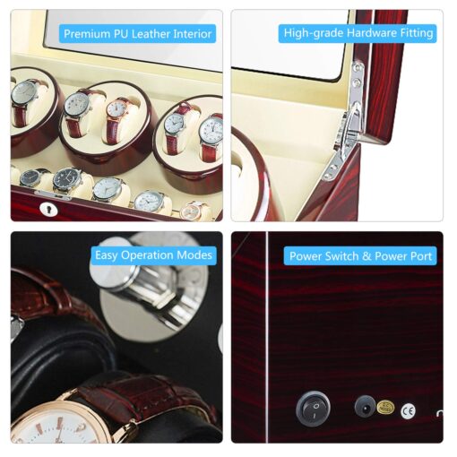 JQUEEN Six Watch Winders 7 Storages with Three Quiet Mabuchi Motors - Image 7
