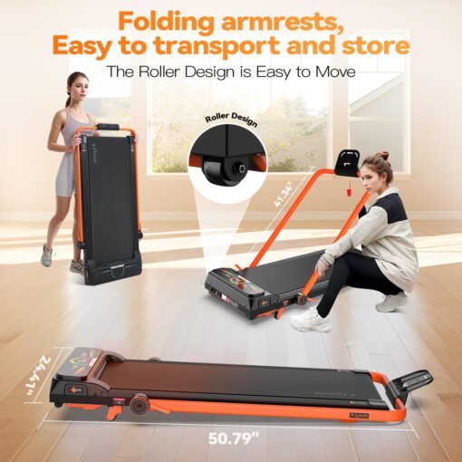 Lysole Walking Pad Treadmill with Incline and Handle Bar,Treadmills for Home and Office,340 Lb Capacity,4 in 1 Portable Under Desk Treadmill with Control,Large LED Display - Image 2
